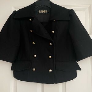 Black Double-Breasted Wool Blazer